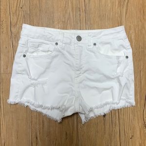 White jean shorts